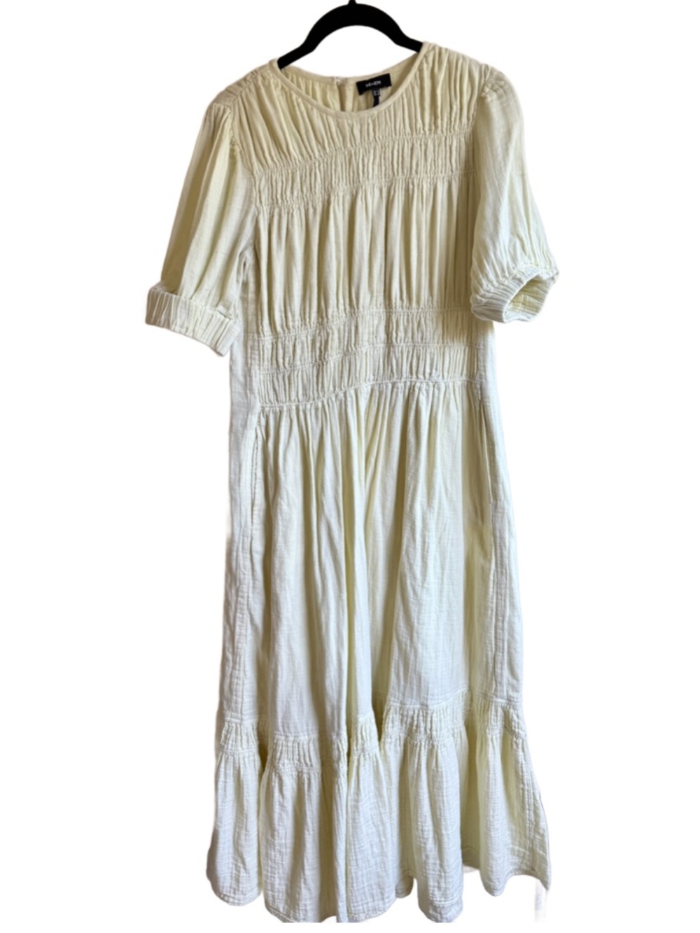 ME+EM Cheesecloth Gather Detail Maxi Dress, Mellow Yellow